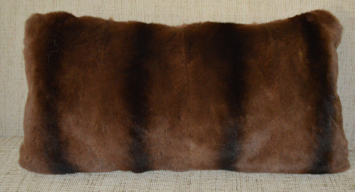 Real Sheared Weasel Fur Pillow dyed brown