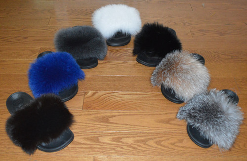 Real fur slides fox 