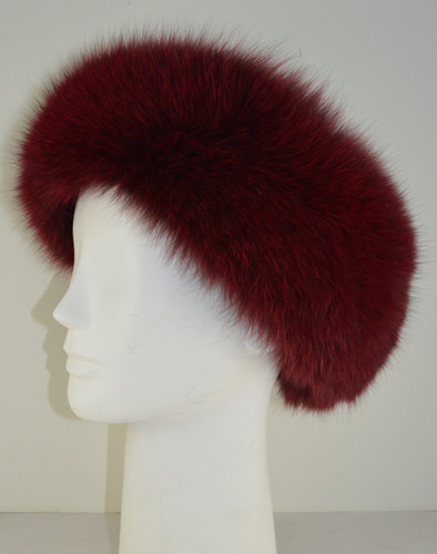 Real Fox Fur Headband Cranberry