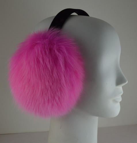 Real Hot Pink Fox Earmuffs