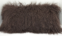 Brown Mongolian lamb fur pillow