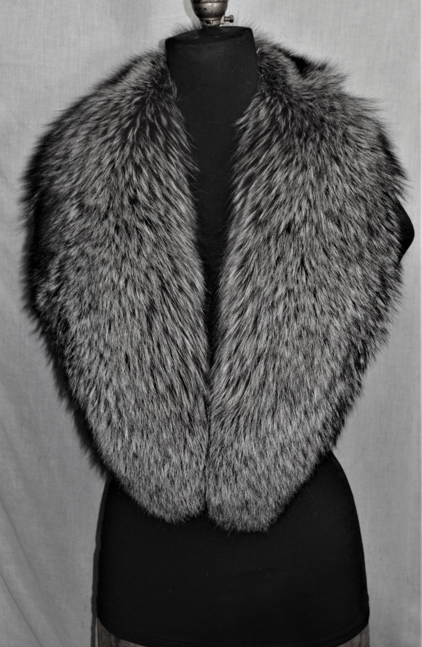 Real Silver Fox Fur Collar Men Women Detachable New genuine made in the