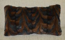 Real mink fur sections pillow brown and gray