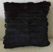 Black Rabbit fur pillow laser sheared 