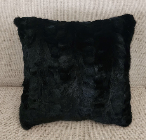 Real Black Mink Fur Sections Pillow