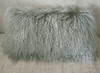 Sterling Grey Mongolian lamb fur pillow with insert