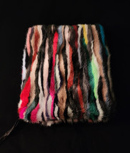 real bright multicolor mink fur purse pouch case