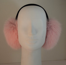 Real light pink fox fur earmuffs