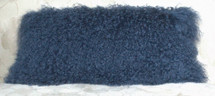 real bright blue mongolian lamb fur pillow