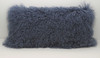 Blue with Gray Cast Mongolian lamb fur pillow with insert