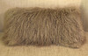 Tan Mongolian lamb fur sheepskin pillow
