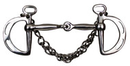 Showman™ stainless steel snaffle mouth slotted kimberwick with 5" mouth