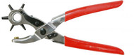 Leather punch with rubber insulated handles.