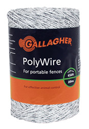 Gallagher Poly Wire White 656ft for Short Distances