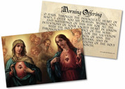 Morning Offering with Sacred and Immaculate Hearts Holy Card