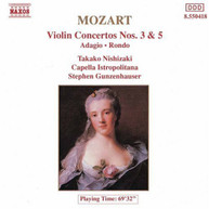 MOZART /  GUNZENHAUSER - VIOLIN CONCERTI 3 & 5 / RONDO / ADAGIO CD