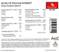 SCHMIDT SEMPRE SAXOPHONE QUARTET - MUSIC OF WILLIAM SCHMIDT CD
