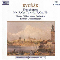 DVORAK /  GUNZENHAUSER / SLOVAK PO - SYMPHONIES 5 & 7 CD