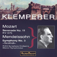 MENDELSSOHN KLEMPERER - SINFONIE 3 MOZART SERENADE CD