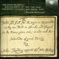 BLOW RICCARDO BONCI - JOHN READING MANUSCRIPTS OF DULWICH COLLEGE CD