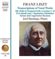 LISZT /  HASTINGS - FRANZ LISZT: TRANSCRIPTIONS OF VOCAL WORKS CD