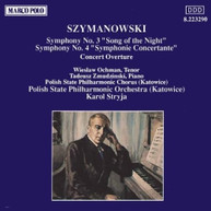 SZYMANOWSKI - SYMPHONIES 3 & 4 CD