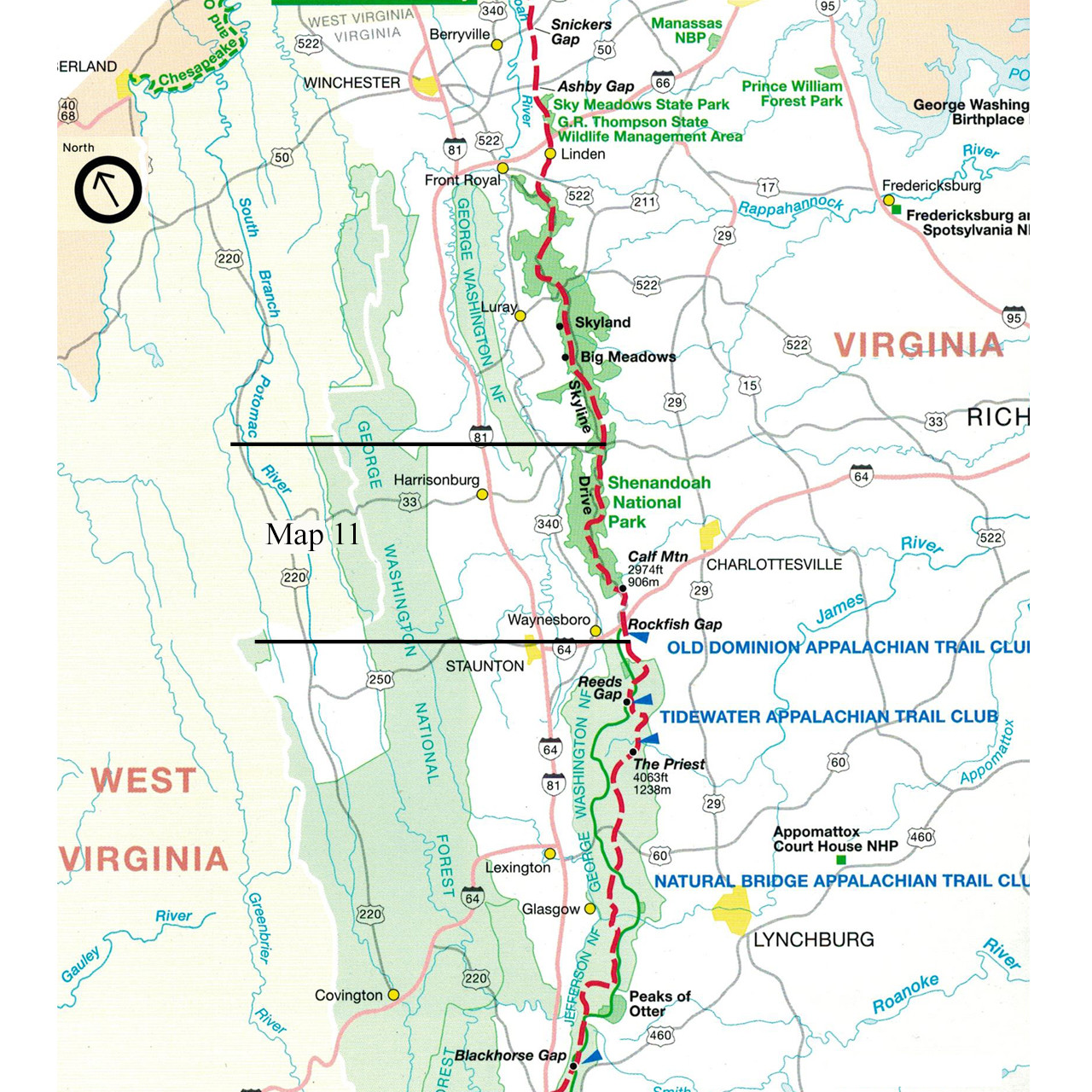 Appalachian Trail Through Shenandoah Park Map 