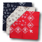All cotton bandannas in navy, red, cream, or as a set of all three.