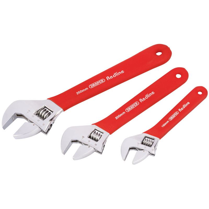Soft Grip Adjustable Spanner Set (250mm, 200mm, 150mm) Wardsflex