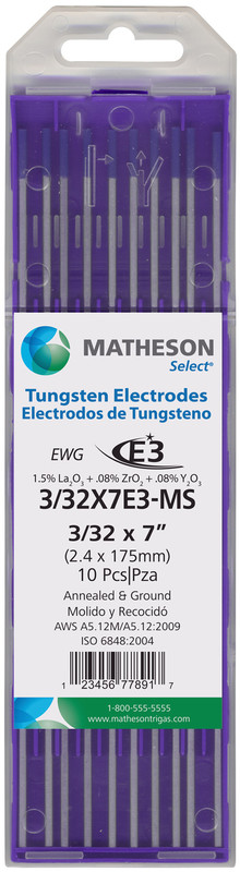 Best Welds Tungsten Electrodes E3 3/32 in Dia. 7 in Long 
