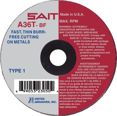 UAI Cutoff Wheel 4x1/16x5/8 TY1 Metal  - 23061