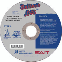 UAI Cutoff Wheel 4-1/2x.045x7/8 TY1 Stainless Saitech - 23174