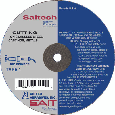 UAI Cutoff Wheel 4x1/16x5/8 TY1 Stainless Saitech Ultimate - 23161