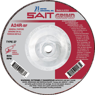 UAI Grinding Wheel 4-1/2x1/4x5/8-11 TY27 Metal - 20163