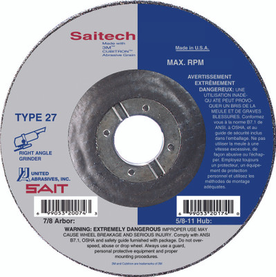 UAI Grinding Wheel 4x1/4x3/8 TY27 Stainless Saitech - 20112