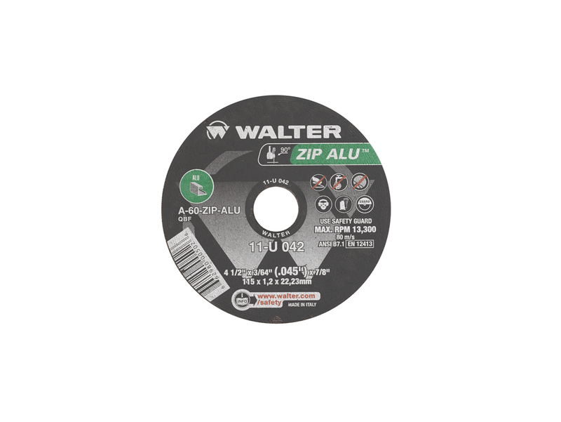 Walter Cutoff Wheel 4-1/2x3/64x7/8 TY 1 Aluminum Zip Alu - 11U042 -  MATHESON Online Store