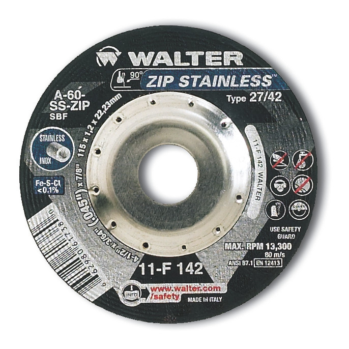 Walter Cutoff Wheel 4-1/2x3/64x7/8 TY 1 Zip Stainless - 11F142