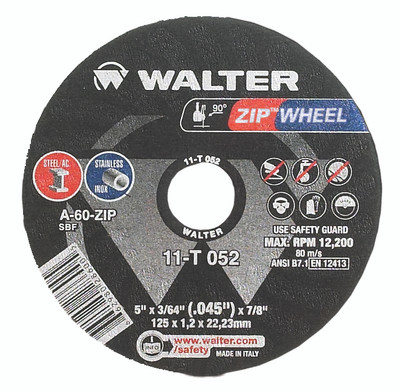 Walter Cutoff Wheel 5x3/64x7/8 TY 1 Zip   Wheel -  11T052