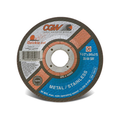 CGW Cutoff Wheel 4-1/2x.045x7/8 T27 ZA60--S-BF Quickie - 45002