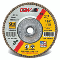 CGW Flap Disc 4-1/2x5/8-11 T27 Z3 Reg 36 Grit Ziconia - 42311