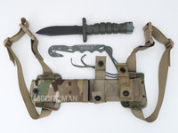 Ontario ASEK Knife with Strap Cutter and OCP Multicam Scabbard - Genuine Military - USA Made (35188)