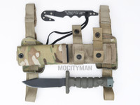 Ontario ASEK Knife with Strap Cutter and OCP Multicam Scabbard - Genuine Military - USA Made (35277)