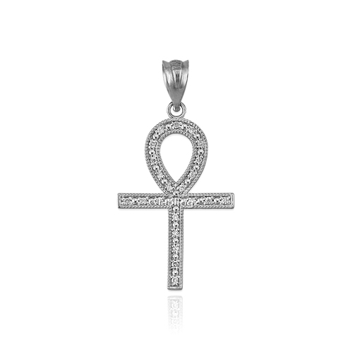 Sterling Silver CZ Egyptian Ankh Cross 