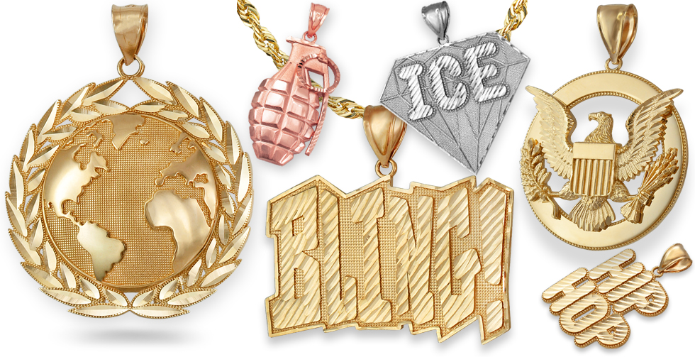 Hip-hop Jewelry. Gold and silver hiphop pendants.