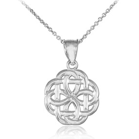 White Gold Trinity Knot Charm Pendant Necklace