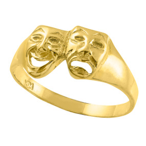 Yellow Gold Drama Mask Ring