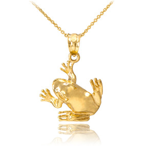 Yellow Gold Frog Pendant Necklace