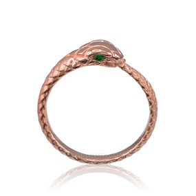 Rose Gold Ouroboros Snake Emerald Ring