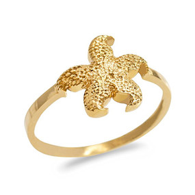 Dainty Yellow Gold Starfish Ring