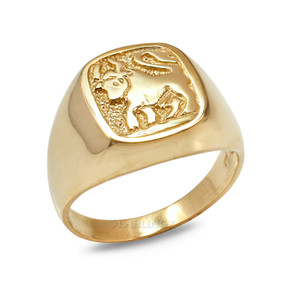 Gold Taurus Zodiac Ring for men